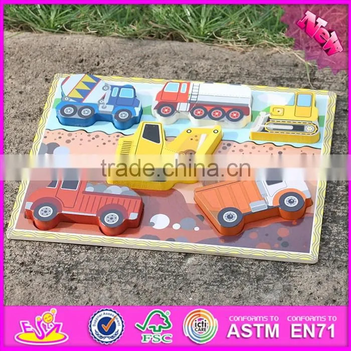 2016 new design educational car puzzle wooden learning shapes for toddlers W14D020