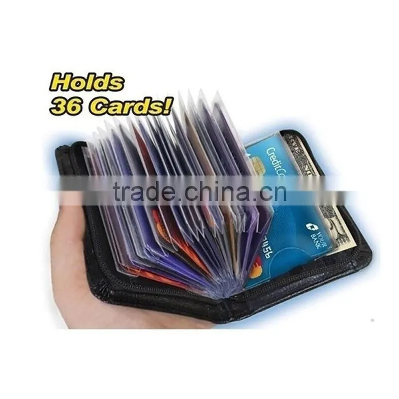 Lock Wallet Slim RFID Blocking PU Leather Zipper Card Holder