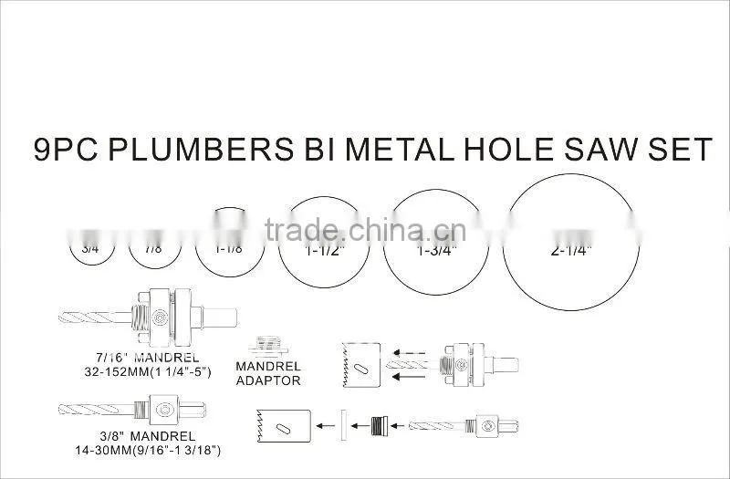 9pc Bi-Metal Hole Saw Set