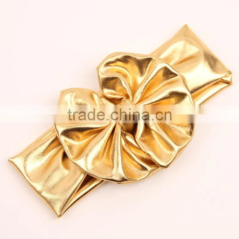 Cool baby girls metal color headband 2017 newborn kids elastic cotton hair band bows hair accessories