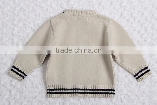 Words embroidery jersey knitted kids pullover sweater crew neck