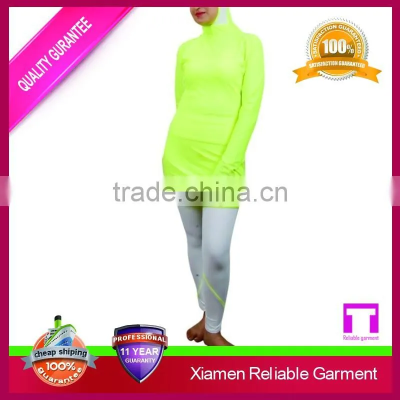 2015 hot sex muslim swimsuit navy blue and yellow swimsuit