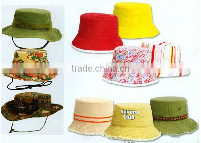 Pink Floral Cheap Kids Buckets Hats with String