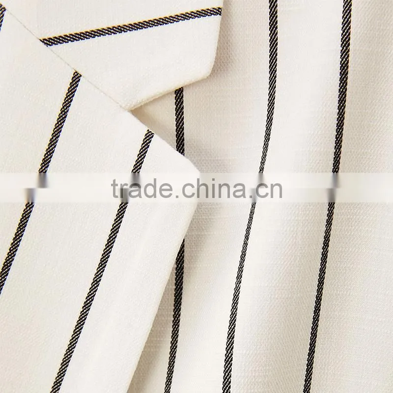 Long flowing jacket with rolled up sleeves striped blazer coat womens