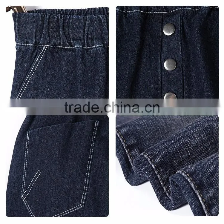 2016 China Apperal factory 100% cotton latest fashion 3 metal button design denim wholesale kids jeans