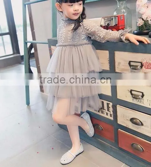 latest girls design long sleeve ruffle girls boutique dress