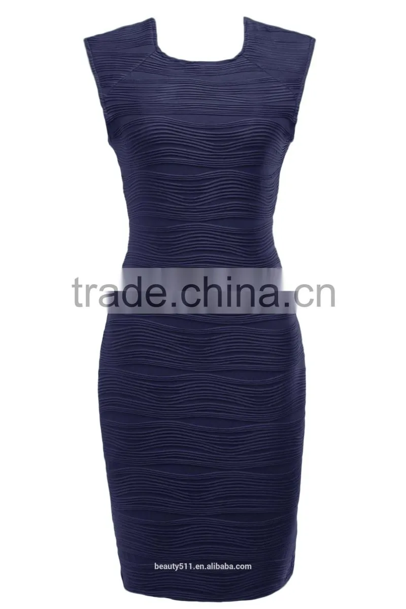 Fashionable corrugated sexy dress with no sleeves and trim skirt PS05