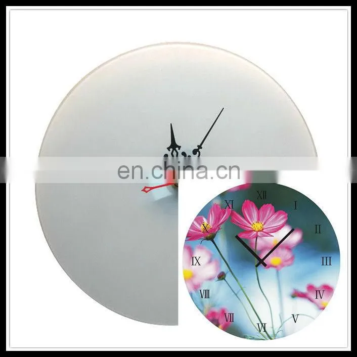sublimation tempered glass clock for wall or desk