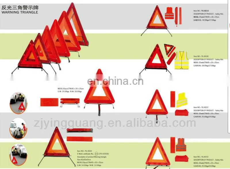 Road Safety E-Mark Certificated Warning Triangle And Packing Box