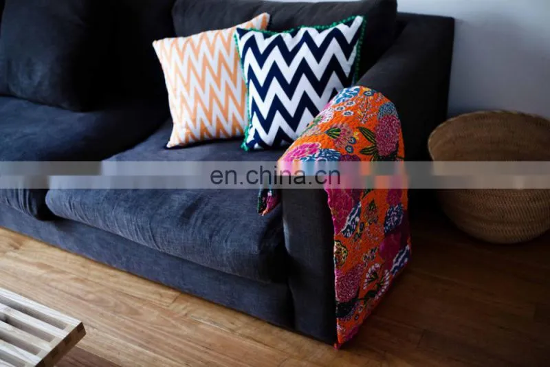 Tropical Kantha Quilt Indian Tropicana Kantha Bedcover Indian Fruit Print Kantha Bedspred