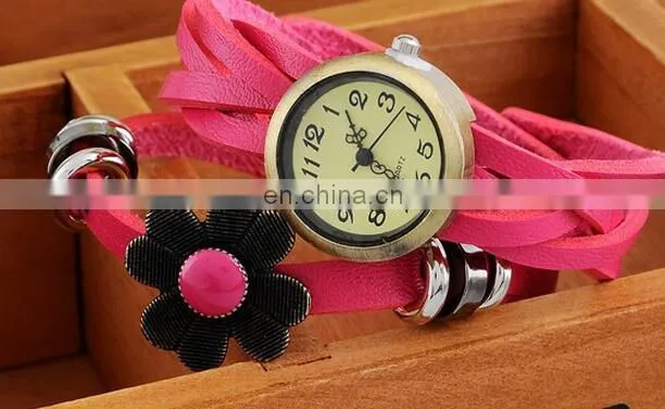 Colorful Retro Vintage Multilayer Faux Leather Strap Women Bracelet Quartz Wrist Watch Ladies relogio feminino clock