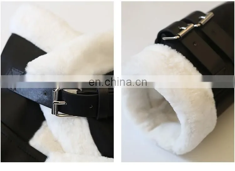 Wholesale Winter Long Style Double Face Sheepskin Ladies Fox Fur Leather Jacket