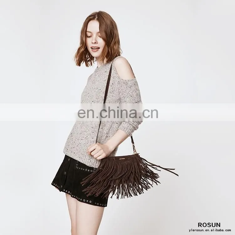 Women Newest Design Long Sleeve Pullover Off Shoulder Knitted Wear