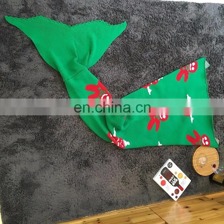 Handmade knit fish tail blanket Knitted Mermaid Tail Crochet Wrap Blanket for birthday gifts