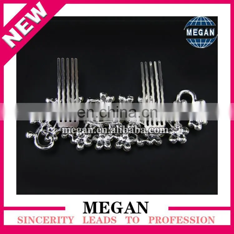 Charming New Design Flower Princess Wedding Hair Accessories Rhinestone Crown Comb For Bridal