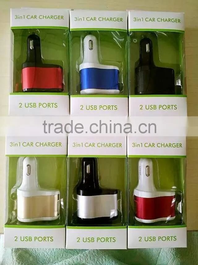 Promotional customized USB Car Charger Cheap Wholesale Colorful Dual USB Car Charger for cell phone