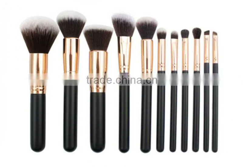 11pcs gold ferrule Luxury Makeup Brush Set synthetic hair