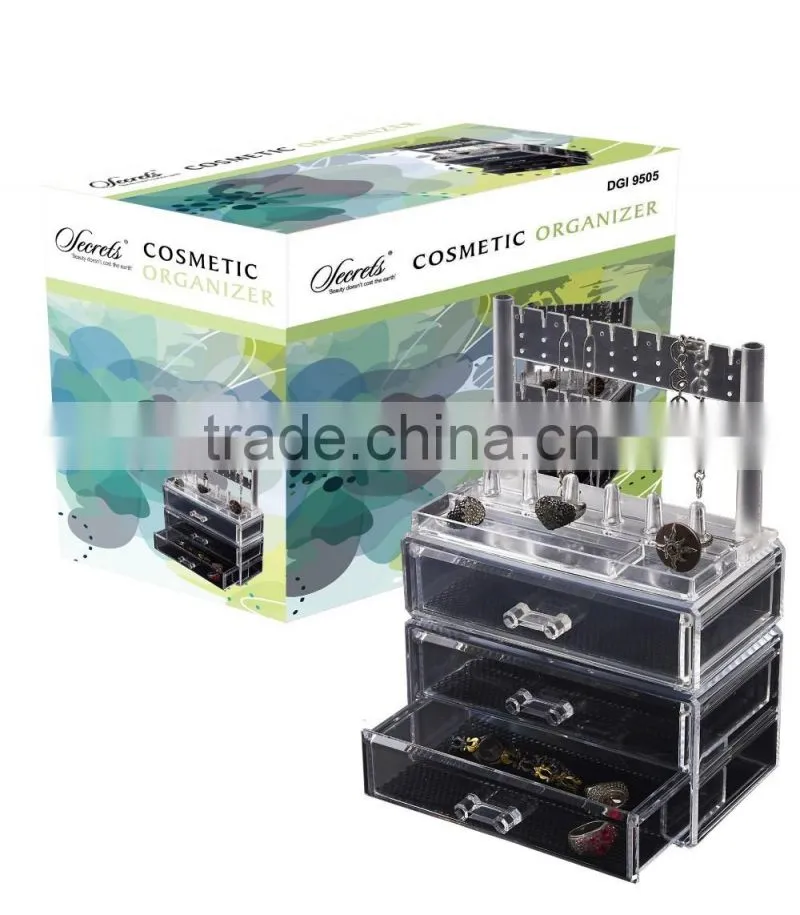 Wholesale acrylic makeup organizer with earring display stand