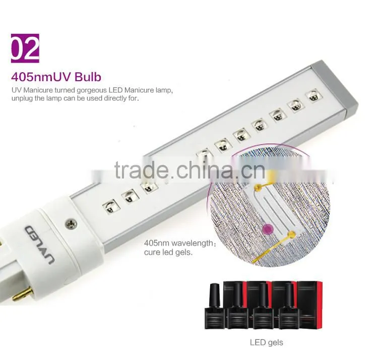 Factory Sale New 405nm 9w nail uv lamp bulb for Nail Art/Nail Curing Replacement for UV Bulb 12s Curing Time 10000h Long Life