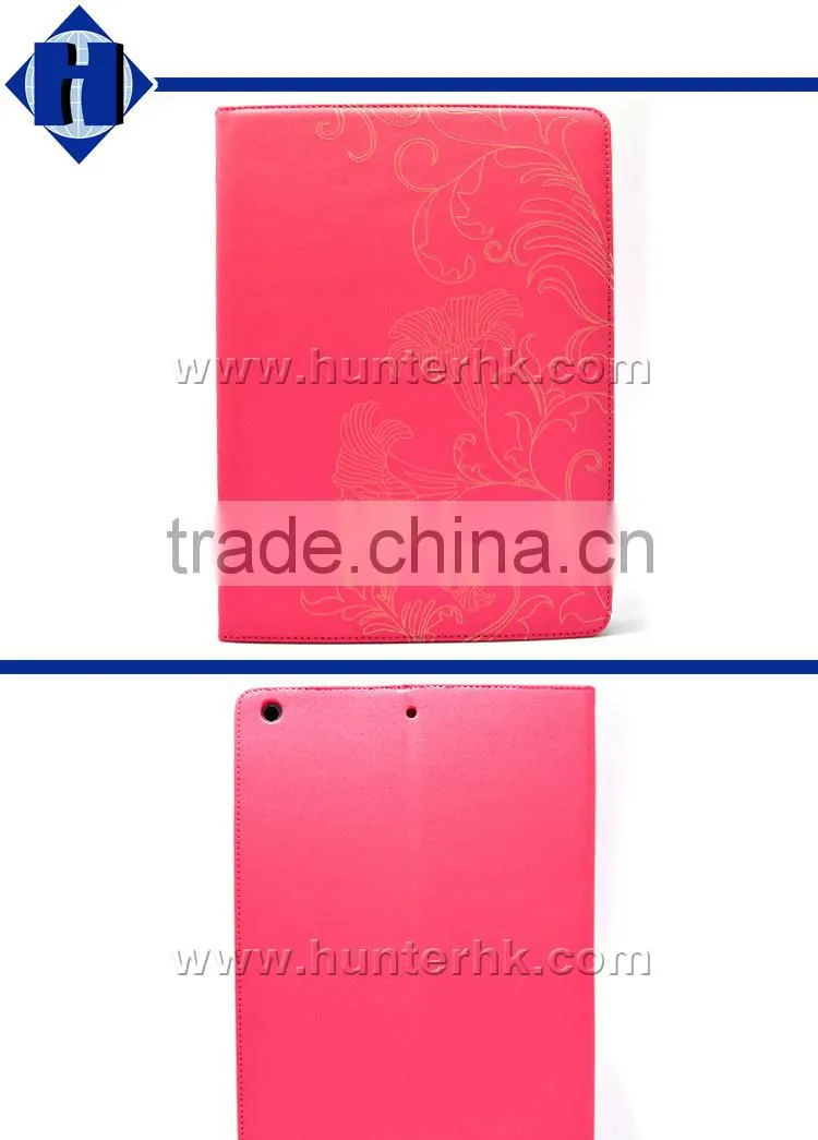 Hot Pink Embossed Flowers Tablet Case For iPad Pro