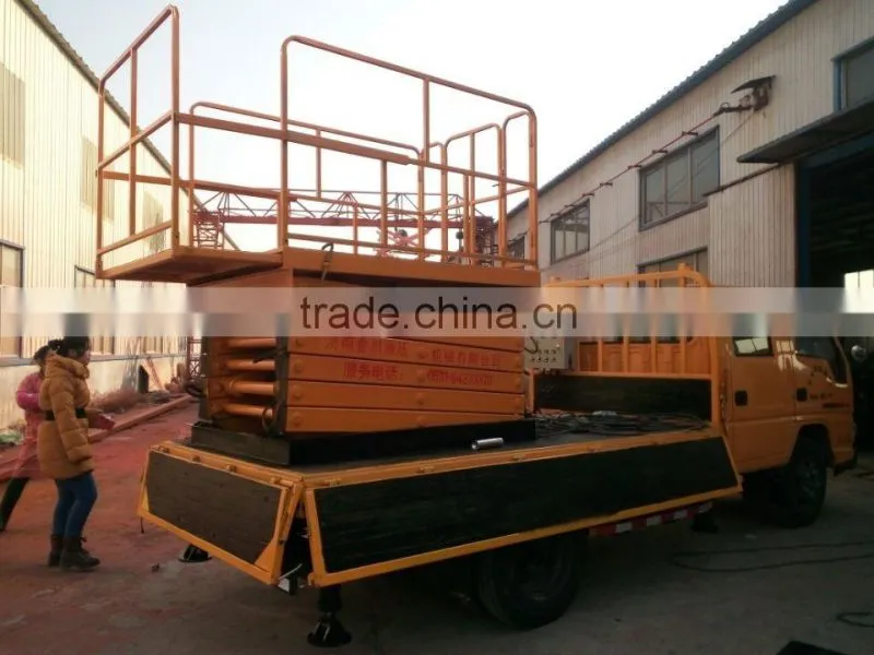 High quality hydraulic vehicle mounted scissor lift platform/truck mounted scissor lift LHSJCC0.3-16