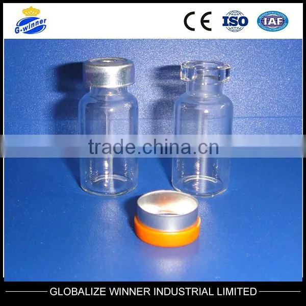 15ml Tubular Clear Injection Vials with aluminum cap with rubber stopper