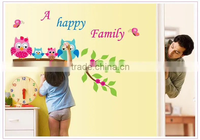 ALFOREVER A happy family the owl on the tree sticker,owl tree decals