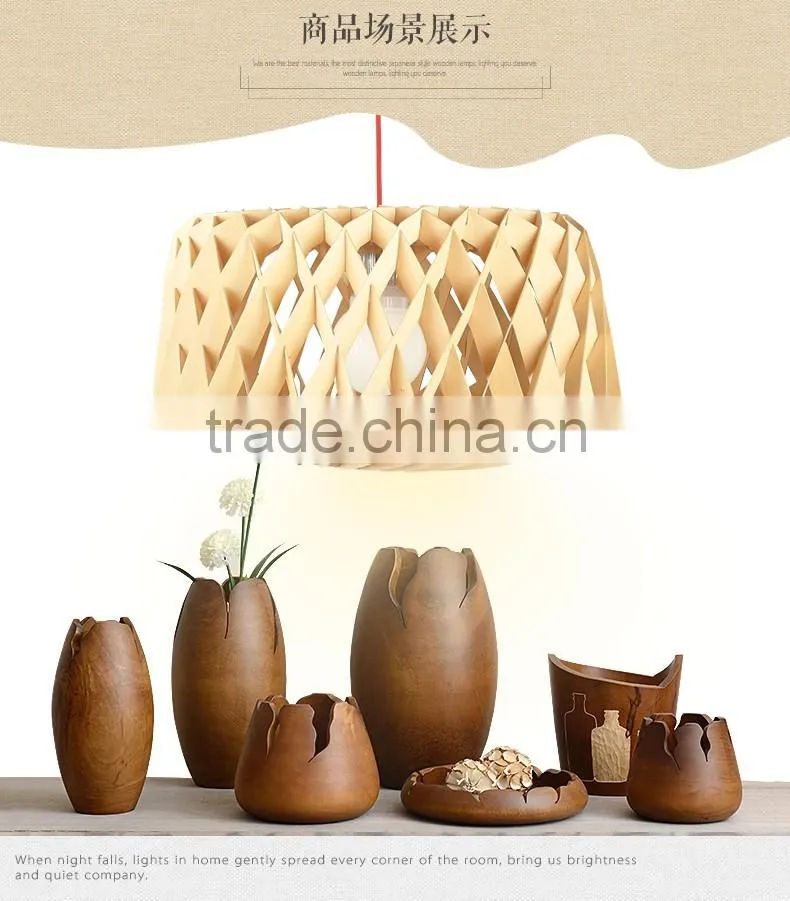 Wooden LED pendant light JK-8005B-07 restaurant wooden shade pendant lamp E27 lamp holder