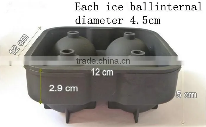Best Sale product 2016 large 4 cavity ice sphere, silicone ice ball mold