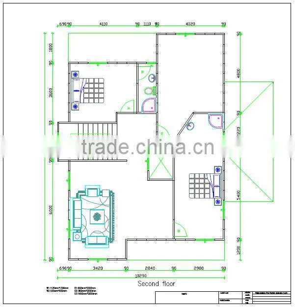 Double storey living prefab villa plan design/hot sale morden style living room/high quality light steel structure home plan