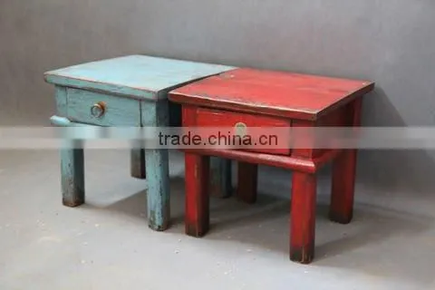 solid wood antique small stool with drawer