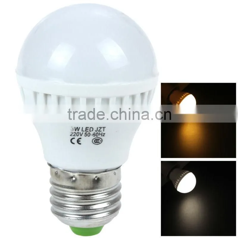 Hot sale! 3W LED Bulb E27 / B22 220V White/ Warm White Light Energy-saving Bulb for Home / Commercial Use