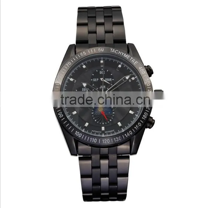 high quality chronograph men's watches, luxury stainless steel watch, water resistant Japan movement watch