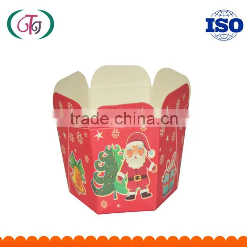 PE coated film paper hexagon shaped cake cups paper baking liner for cakes