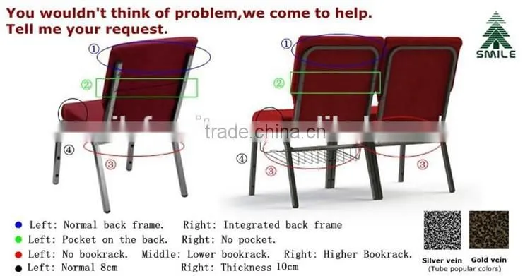 Metal frame chairs church auditorium chairs for sale