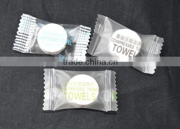 100%viscose compress coin towel candy packing