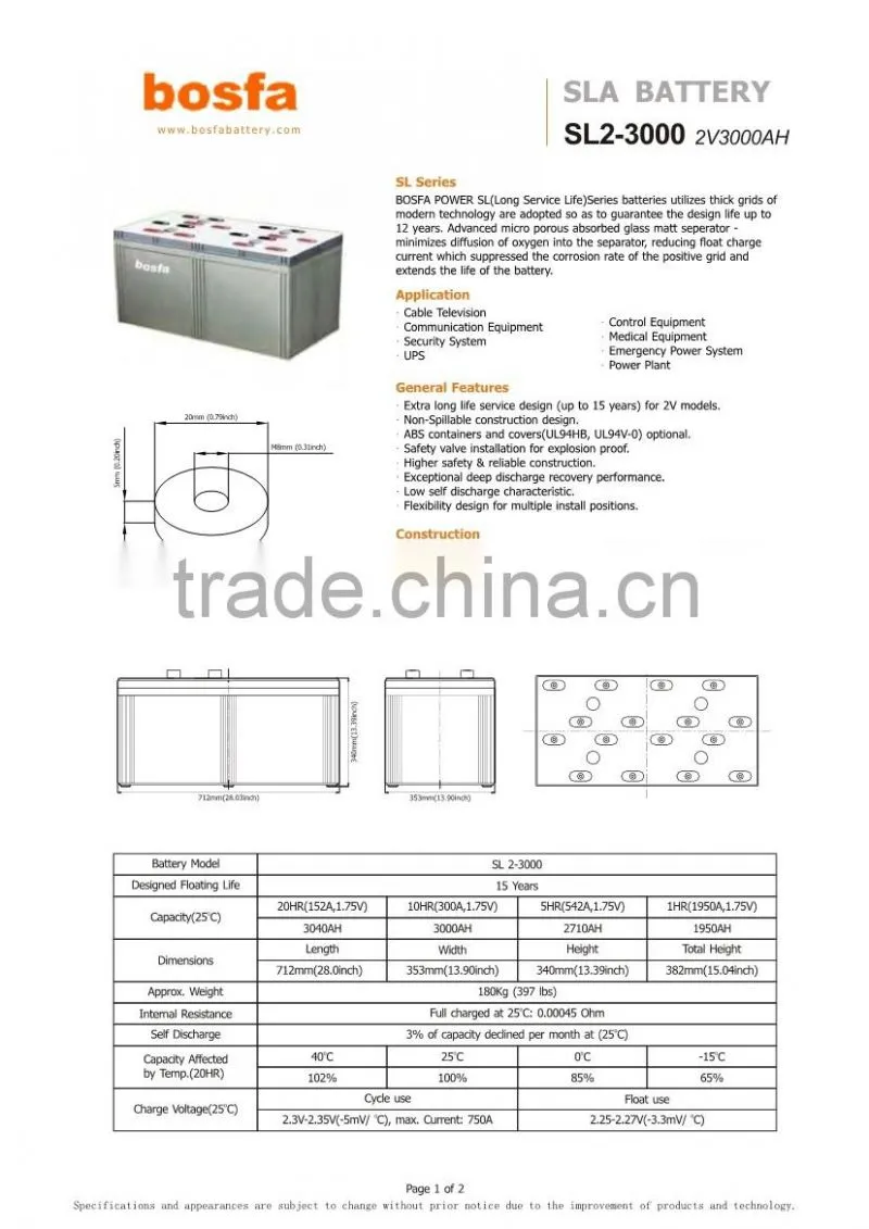 rechargeable lead acid battery 2v 3000ah capacity battery lead acid battery 10v