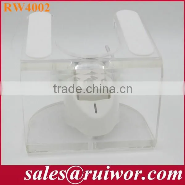 Tablets security warning exhibit holder in Interactive experience stores used in cabinet