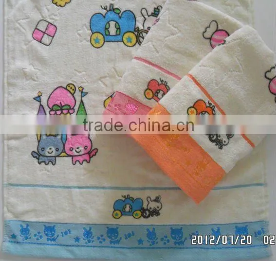 100% cotton velour printed children bath towel 21s yarn