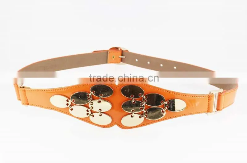 Hot sale Women's PU fashion girls dresses belt with shiny metal accessories for dress