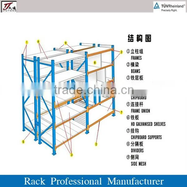 jinan jiutong warehouse racks storage system/medium duty shelves
