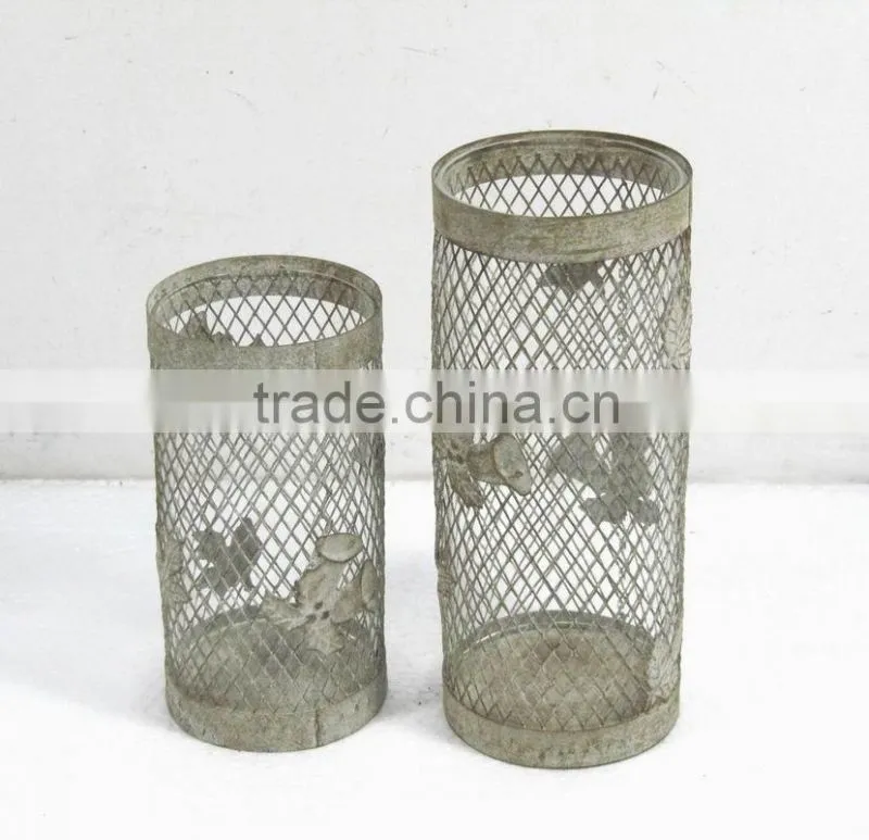 090256AA-S/2 pillar metal wire candle lantern