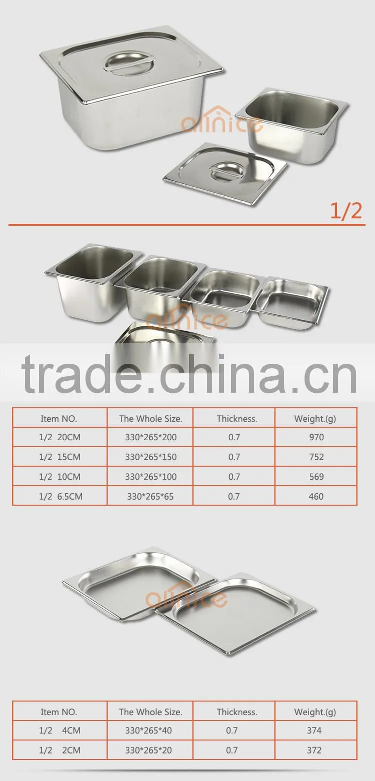 Stainless steel #201 Food Gn pan with 0.5/0.7/1.0mm thickness Stainless Steel Anti-Jam Steam Table Pan,Full size
