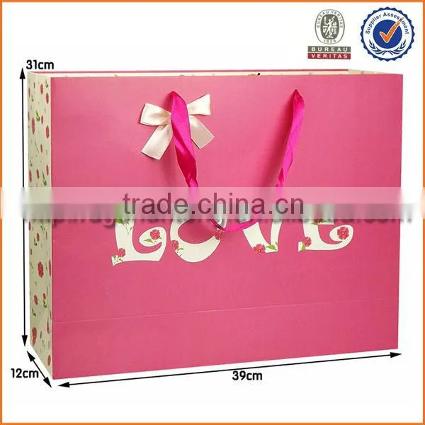 Pink rose flower design gift paper bag