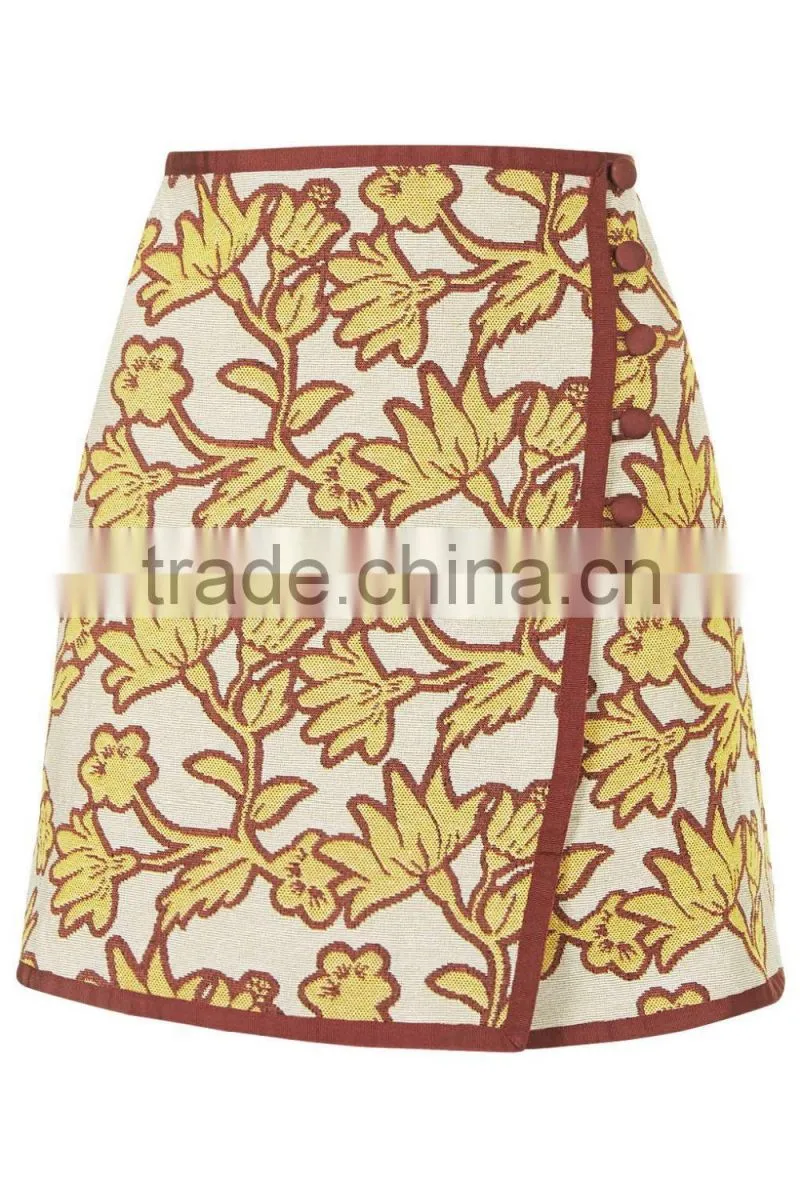Floral Wrap High-Waisted Skirt