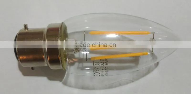 2015 new CE ROHS ERP 360 degree 4W led filament candle B15 dimmable