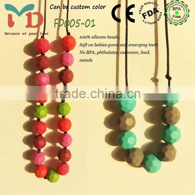 Food Grade Silicone Jewelry Baby Chew Football Beads Baby Teething Necklace Wholesale