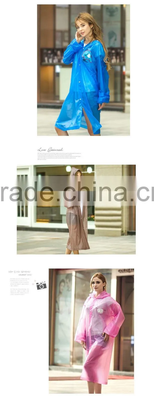 Fashion EVA travel thickening eco-friendly disposable raincoat