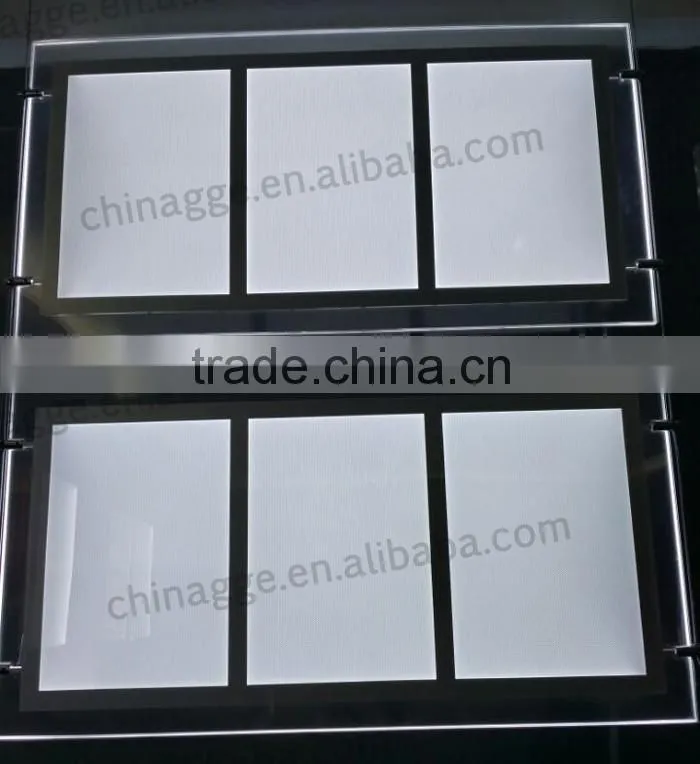 Hanging Battery Powered LED Pictures Frame Light Acrylic Magnetic Real Estate Agent Triple LED LIght Box