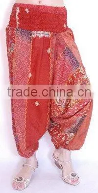 2103 Vintage Silk Saree Aladdin Pants baggy trousers for women sari Pantalon Trouser